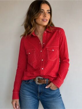 Daniel Rainn Red Western Snap Button Shirt Medium